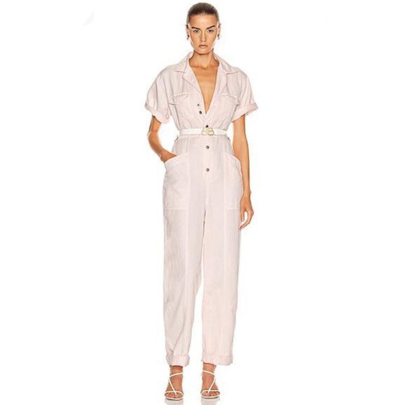A.L.C. Pants - A.L.C. Petra Morganite Short Sleeve Jumpsuit Pink